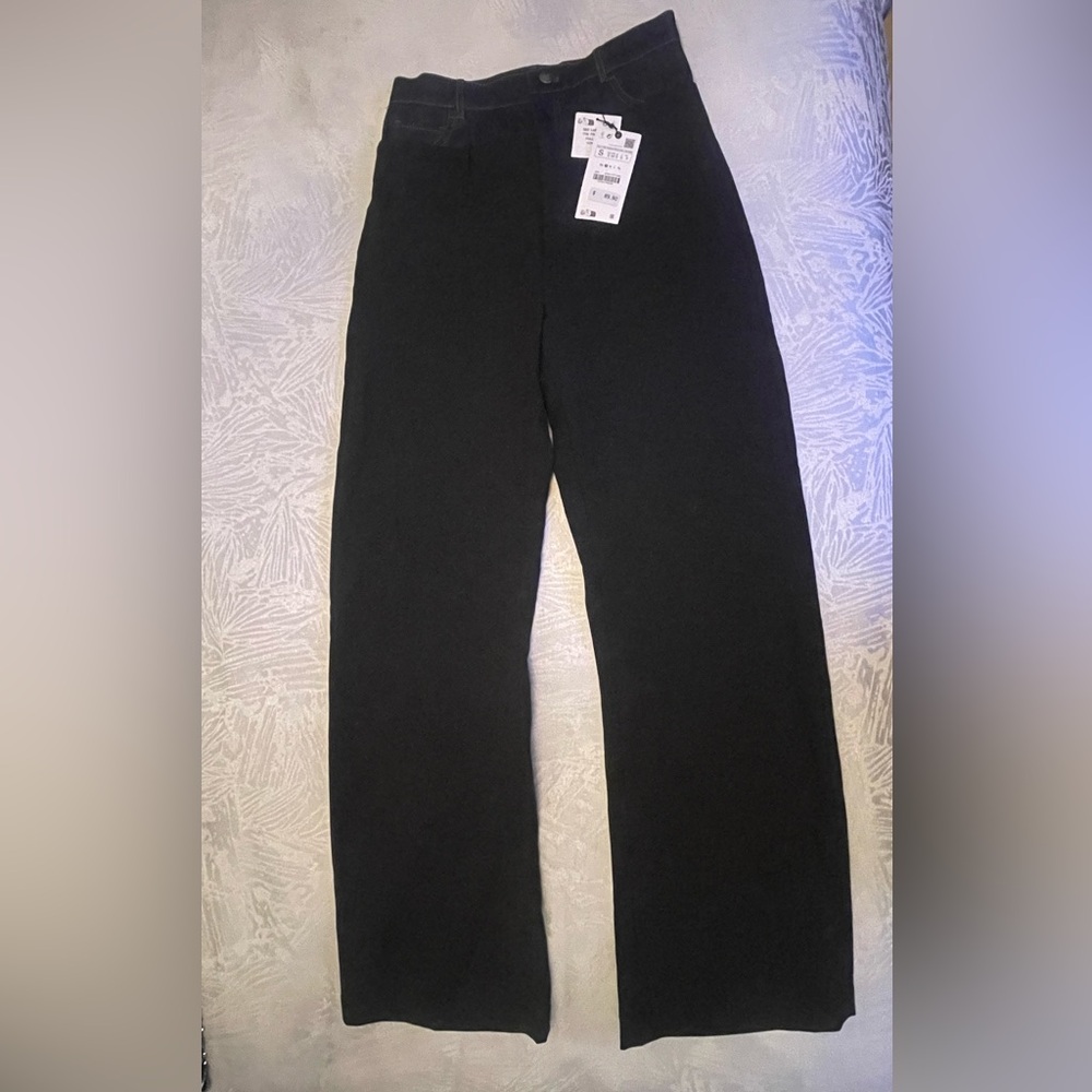 Black linen pants with jean trim